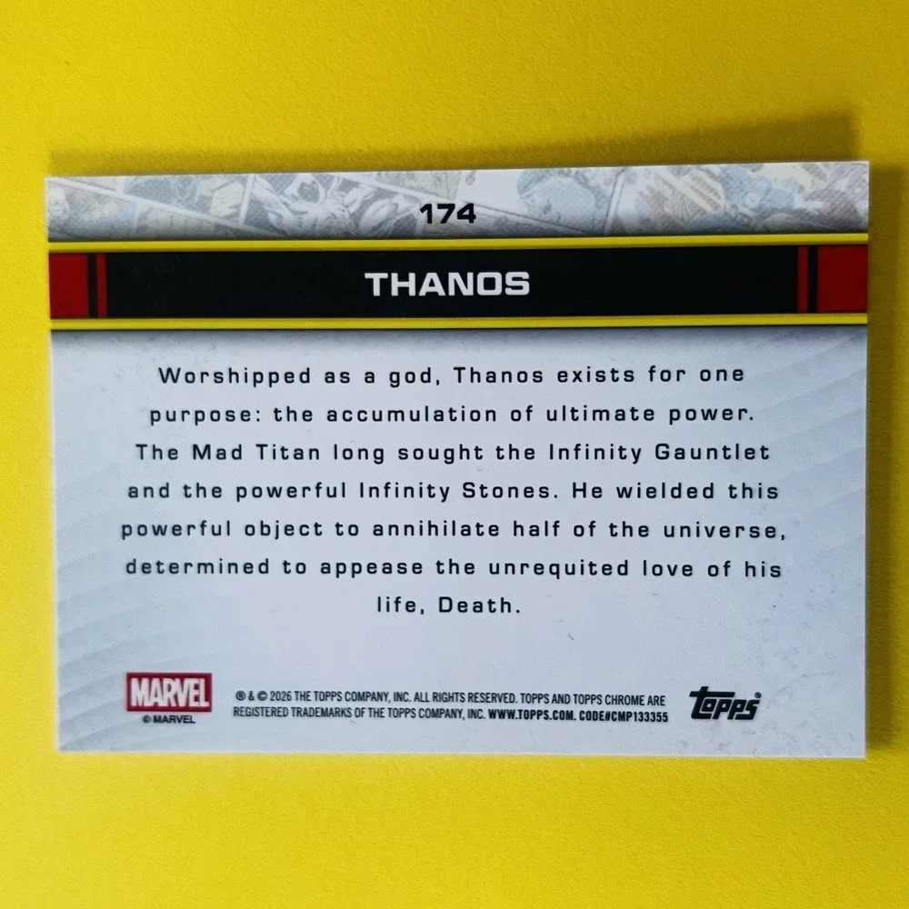 2026 Topps Chrome Marvel Thanos #174 Base Card Infinity Gauntlet